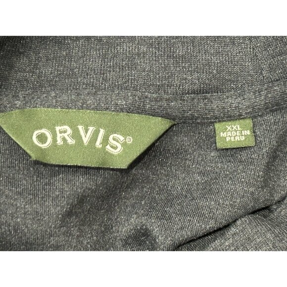 Orvis Mens Charcoal Gray Long Sleeve Mock Neck Shirt Cotton Sz XXL - Picture 5 of 9